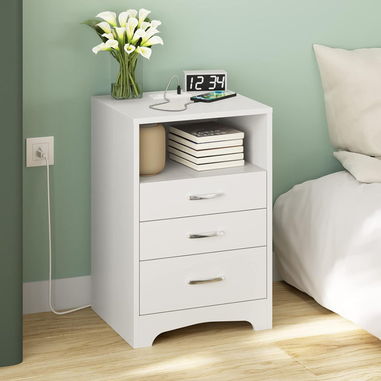 White nightstand with hot sale charging station